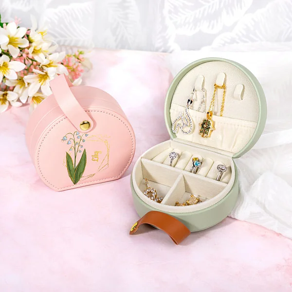 Portable Leather Hand-held Jewelry Case