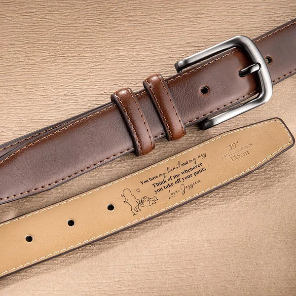 Leather Belt with Engraved Tex